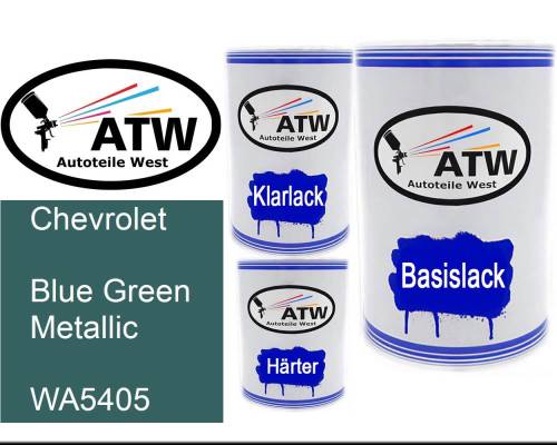 Chevrolet, Blue Green Metallic, WA5405: 500ml Lackdose + 500ml Klarlack + 250ml Härter - Set, von ATW Autoteile West.